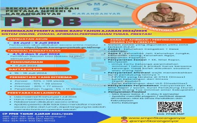 PENGUMUMAN PPDB SMP N 5 KARANGANYAR TAHUN 2024/2025